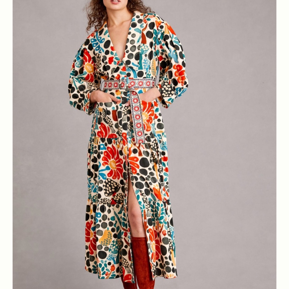 Anthropologie Farm Rio Belted Maxi Dress